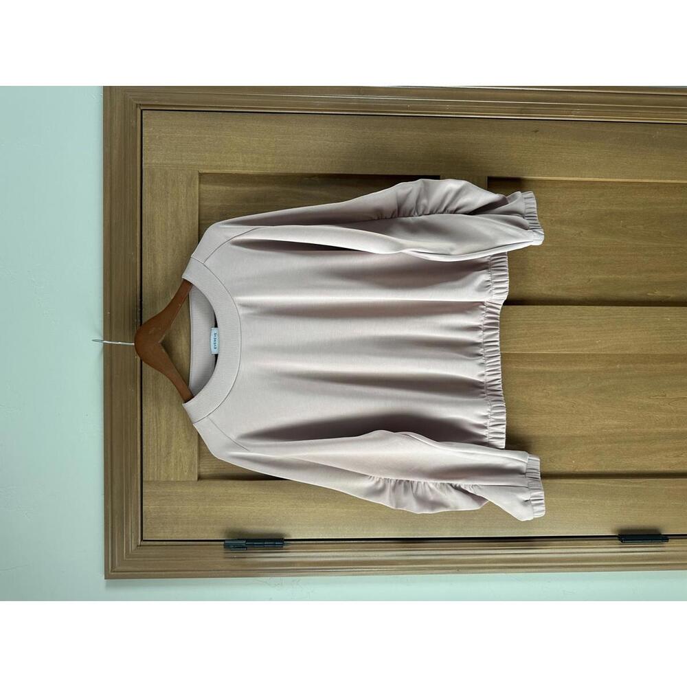Evereve Mariana Sleek Pullover Crewneck Ruffle Sleeve Blush Pink Women’s Medium - Picture 2 of 15